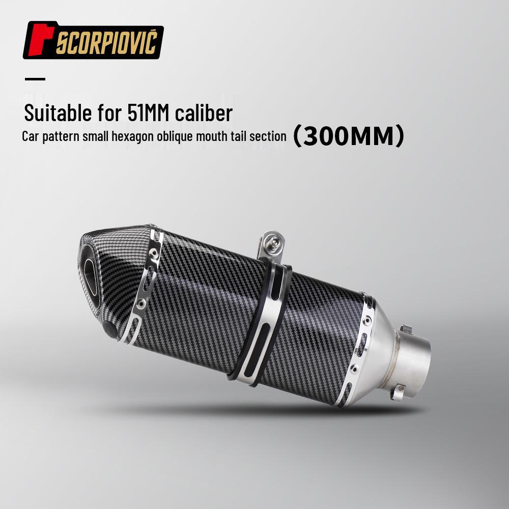 Carbon Fiber Hexagonal Exhaust Muffler Universal 51MM for CBR650 Sai 600 321R