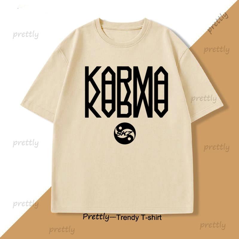 Kpop Korean Karma Album T Shirt SKZ World Tour 2025 TShirt Men Women Soft Comfortable Tshirt Casual Cotton Short Sleeve Tops