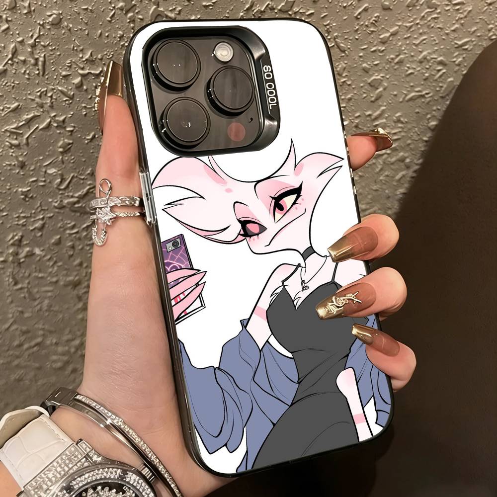 A-Angel Dust-t H-Hazbin   Phone Case For iPhone 17,16,15,14,13,12,11 Plus,Pro Max,XS,Colorful Silver Black Cover