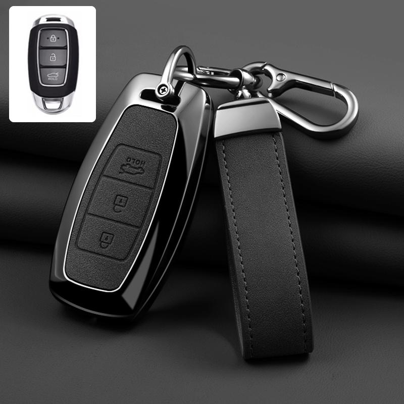 3/4/5 Button Zinc Alloy Leather Car Key Cover For Modern I30 Ix35 Kona Encino Solaris Azera Grandeur Ig Accent Santa Fe Palisade