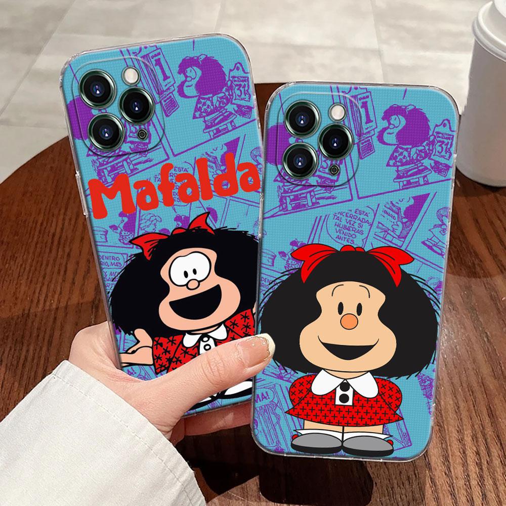 Mafalda Disney Transparent Phone Case For iPhone 17 Pro Max 17E 11 12 13 14 15 16 Pro Max Plus 17 Air 16E 7 X Soft Cover Mafalda