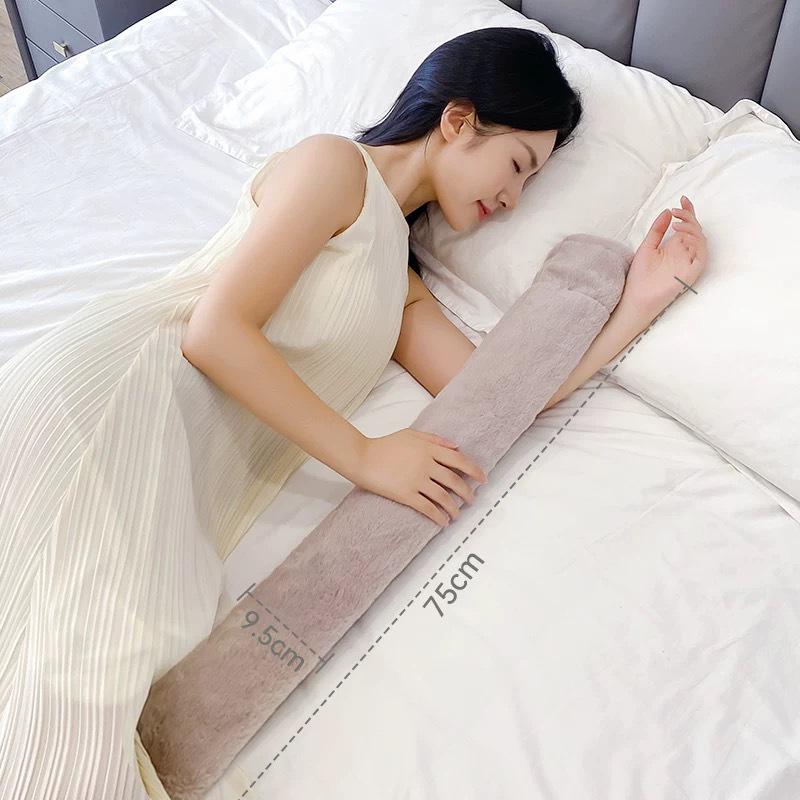 Lång Varmvattenflaska med Avtagbart, Tvättbart Överdrag - Unisex Värmande Säng-/Magkudde.