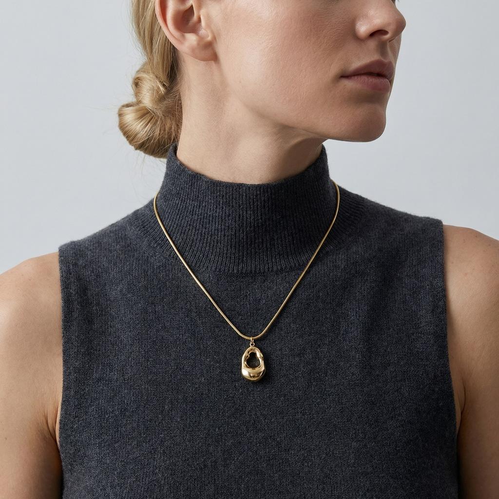 Fashion Exquisite Hollow Irregular Water Drop Pendant Stainless Steel Necklace for Women Luxury Waterproof Jewelry Party Daily