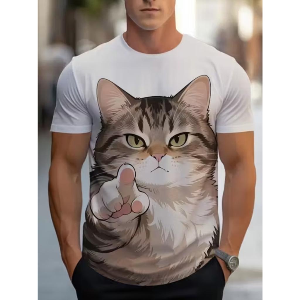 New Summer Men's Fashion T-shirt Personality Animal Printed Men's T-shirt Top