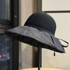 Big eaves bow bucket hat women's outdoor travel UV protection sun hat vinyl sun protection sun hat