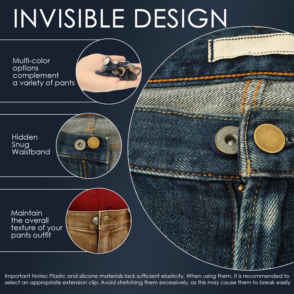30Pcs Waist Button Extender Adjustable Stretchy Waist Extender No Sewing Instant Waistband Extension for Jeans Dress Pants Skirt