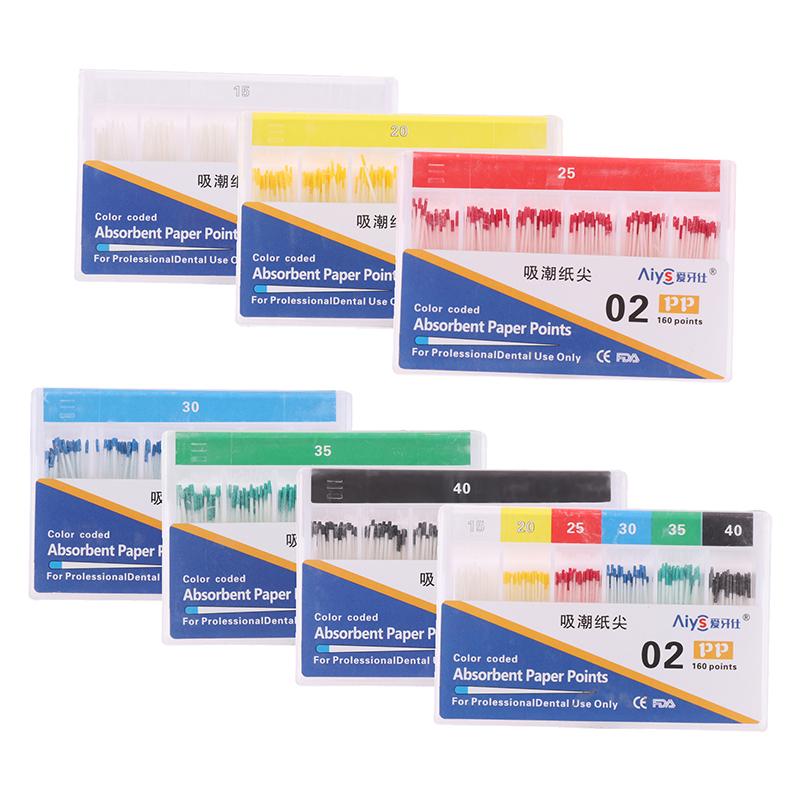 1 Låda Dental Absorberande Pappersspetsar Sterila Blandade Storlekar 02 04 06 Konicitet 15-40 Tandvårdsmaterial Endodonti Pappersspetsar