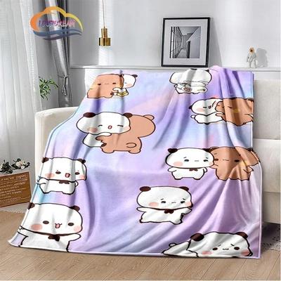Cartoon Print Bear and Pa Blanket Cute Bubu Dudu Series S Warm Flannel Soft Comfortable Home Bed#(7)