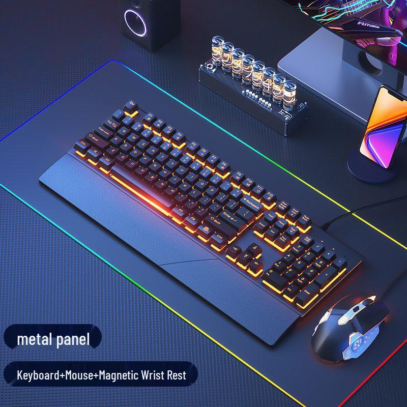 Silent Wired Mechanical-Feel Keyboard and Mouse Set for Gaming, Office, and Desktop Use