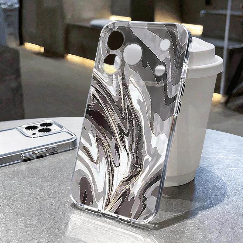 Gilding Marble Pattern Case For iPhone 17 Pro Max Coque iPhone 16 15 14 13 12 Pro Max 11 Clear TPU Silicone Soft Cover