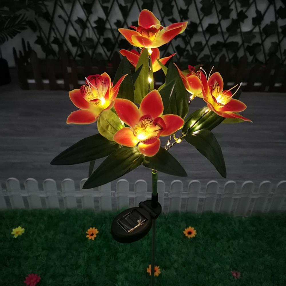 LED Light Solar Orchid Ground Light Orchid Design Ground Light Holiday Garden Lamp Garden Decoration Outdoor Yard Lamp