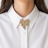 Women Brooch Pin Vintage Rhinestone Bow Pin, Bowknot Shape Alloy Lapel Secure Clasp Sweater Cardigan Coat Clothing Accessories, Fashion Jewelry