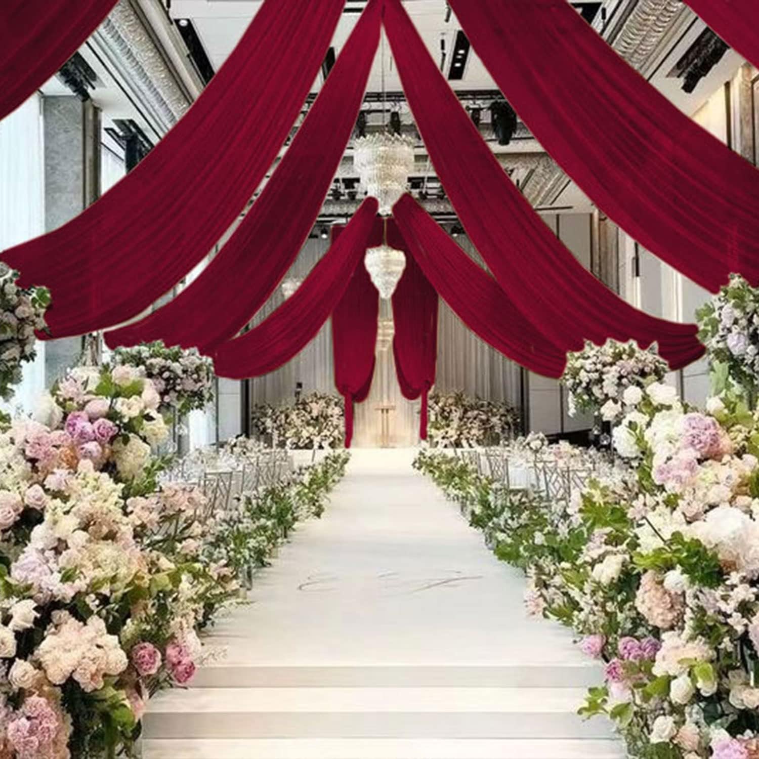 

Белые потолочные шторы для арок, шифоновая занавеска для вечеринки, церемонии, сцены, свадьбы, украшения отеля, вуаль W150xH1000CM винный
