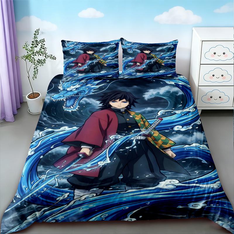 Bettbezug Nezuko Kamado Bettwäsche-Set Anime Demon Slayer Bettdecke Bettwäsche Einzelbett Twin Voll Queen Size Kinder Mädchen Jungen Geschenk