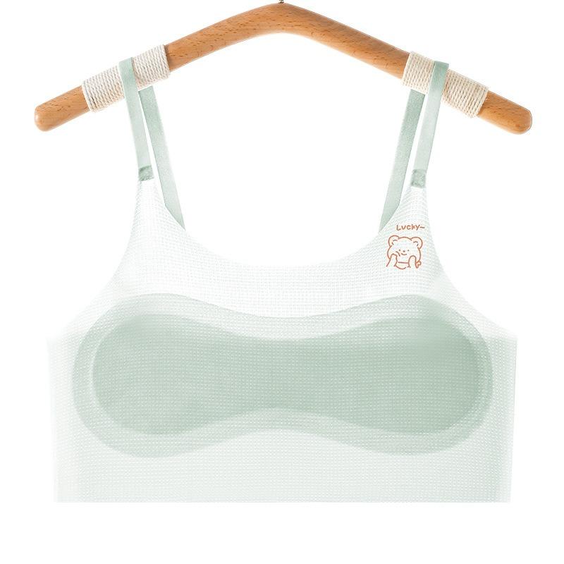 Teen Girls Youth Puberty Breathable Seamless Thin Ice Silk Camisole Bralette