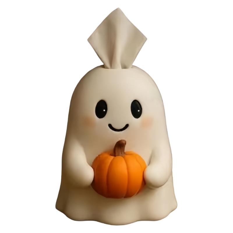 

Scary Pumpkin Specters Design Tissue Paper Dispenser Durable Resin Bathroom Kitchen Countertop Organizers 1