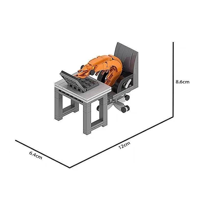 2025 New MOC Shrimp Model Figurines Building block Creative Adult Office Desk Prank Puzzzle Assembly Brick Ornament Toys