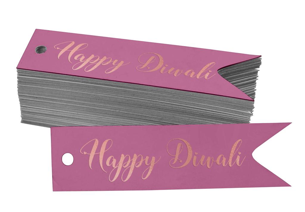 Inkdotpot Pack Of 100 Happy Diwali Favor Paper Tags Craft Real Gold Foil Hang