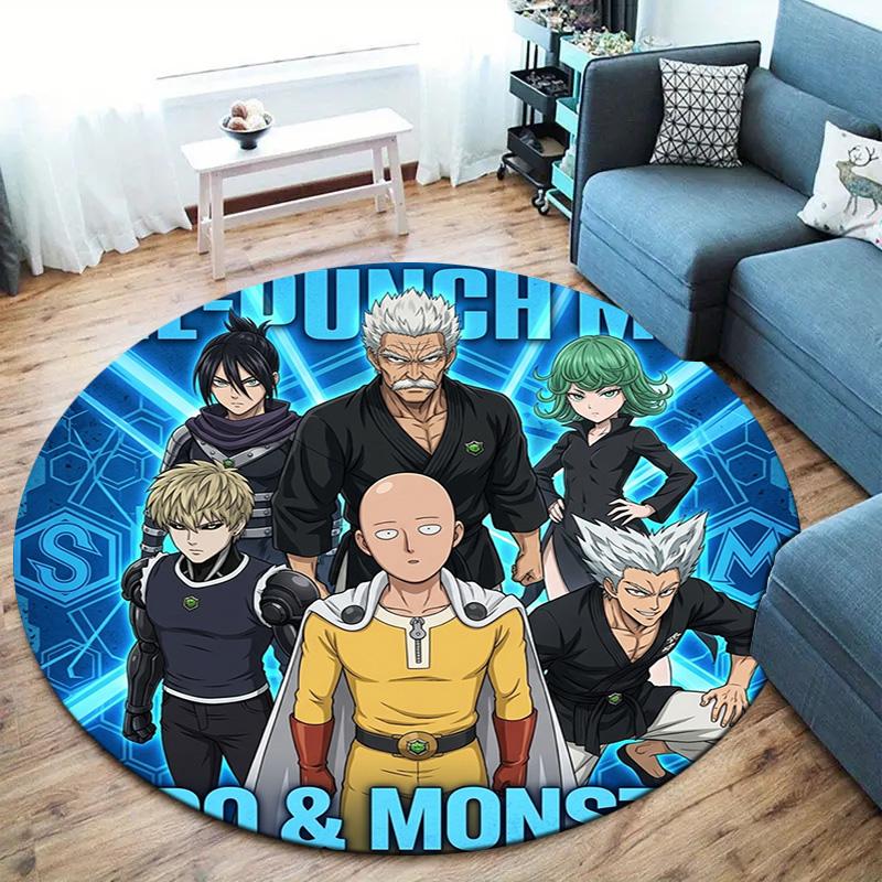 Onepunch Man Round Area Rug Carpet Rug For Living Room Bedroom Sofa Playroom Decor Nonslip Floor Mat
