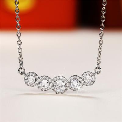 Neue Einfache Elegante Damen Halskette Hochzeitsparty Luxus Kristall Zirkonia Anhänger Ästhetisches Damenzubehör Schmuck