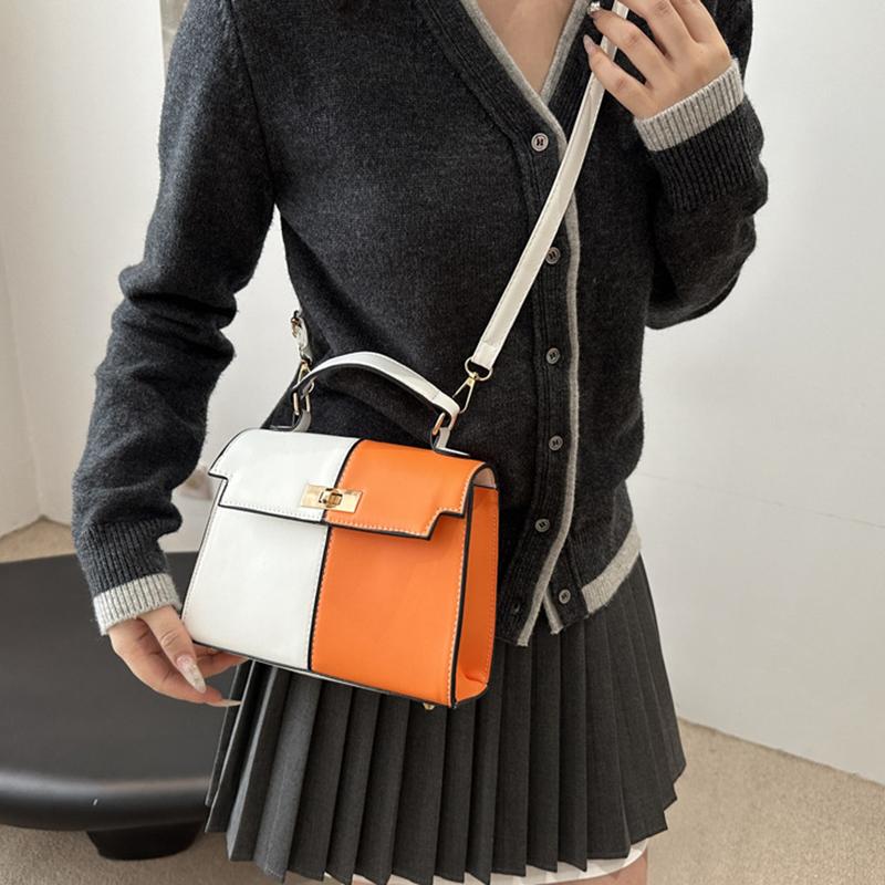 2025 New Color-Block Shoulder Bag Commuter Handbag  Premium Metal Lock Crossbody