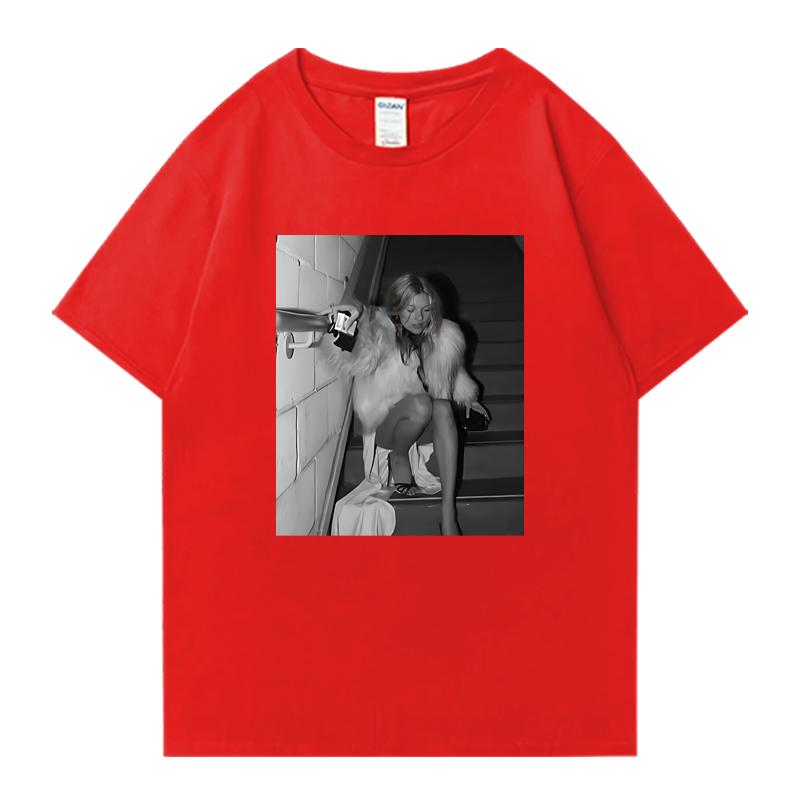 Fashion Kate Moss Vintage Graphic Street Hip Hop Short Sleeve T-shirts Men Women 100% Cotton Oversized Summer Tee Shirt Unisex