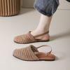 Bohemian linen woven breathable empty bag head half slippers women's 2025 new flat-bottomed sandals