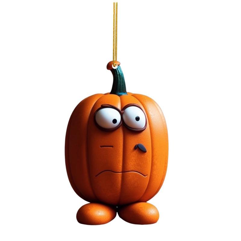 New Halloween Pumpkin Car Pendant Rearview Mirror Pendant Ghost Pumpkin Acrylic Flat Pendant