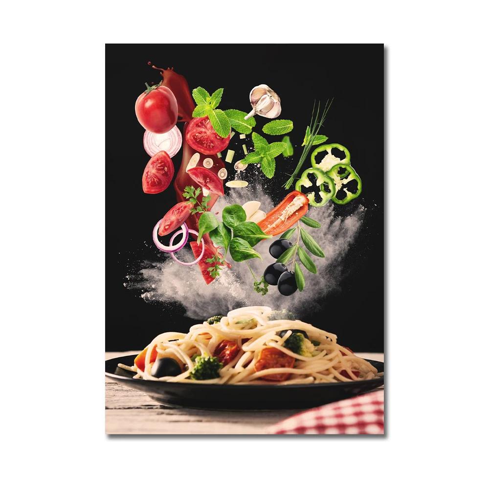 Köksposter Pizza Biff Sallad Hamburgare Burrito Bilder Restaurang Väggkonst Tryck Västkök Canvasmålning Ingen Ram