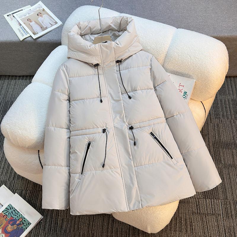 Padded Women's Mid Length Hooded Thick Jackets