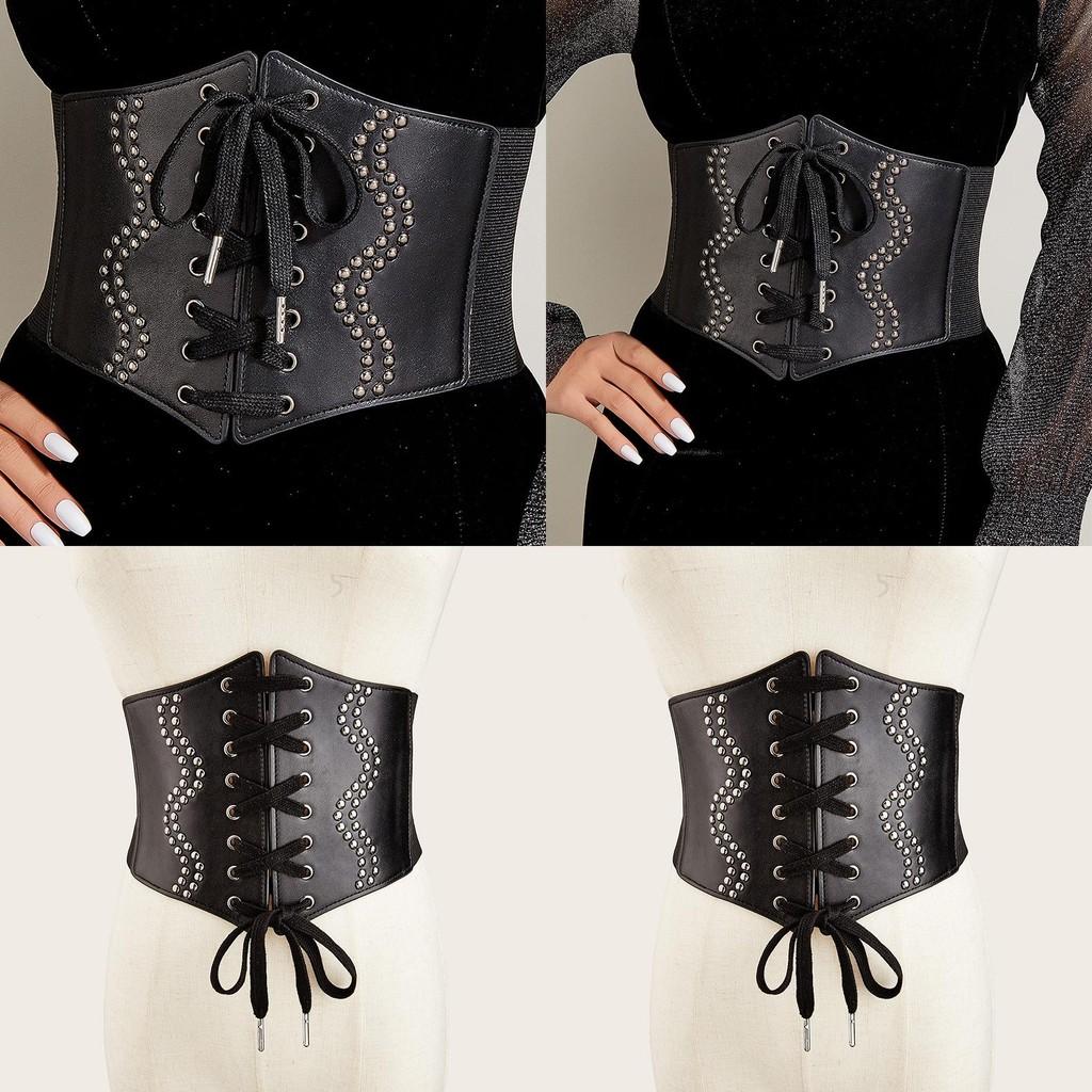 Fashionable Rivet And Strap Design Elastic Waistband For Womens Dress Accessories