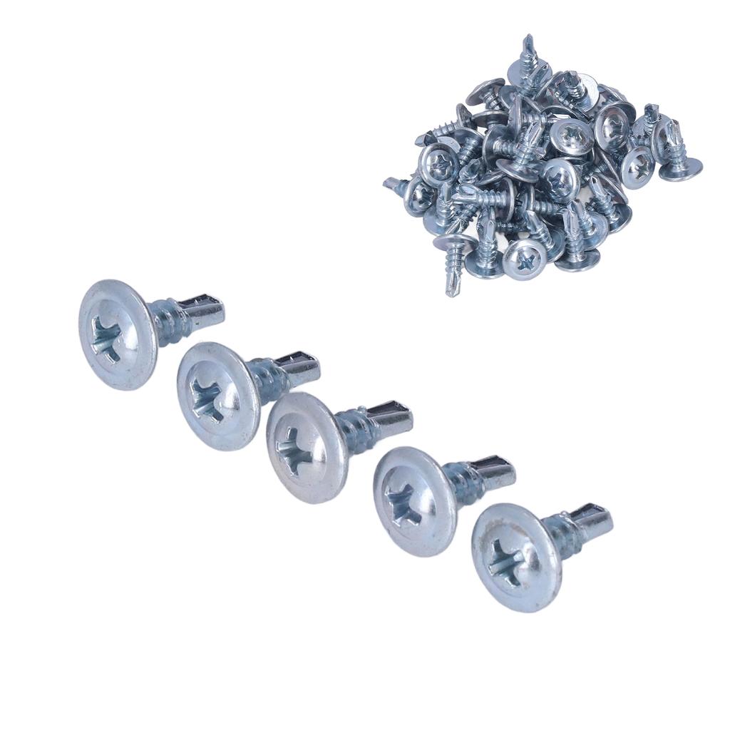 50PCS Round Head Drill Screw Set Carbon Steel Galvanized Self Drilling Screws 4.2x13mm Washer