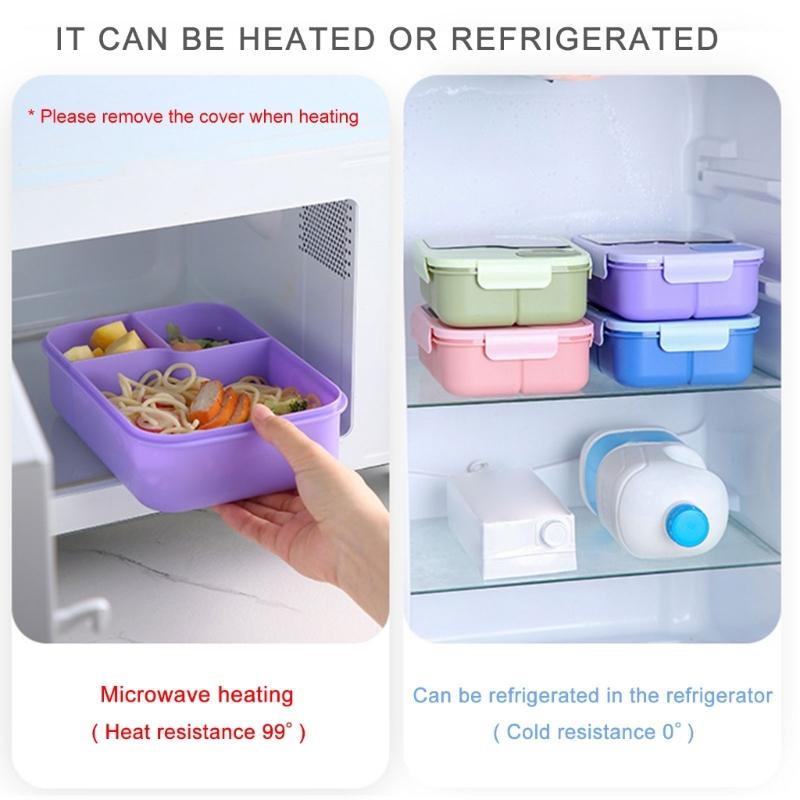 Multifunctional Meal Preparation Box Leak Proof Food Storage Box with Compartments and Utensils for Work and Picnics