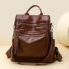 Women's Soft Leather Backpack Color Block Student Schoolbag Tassel Travel Bag
