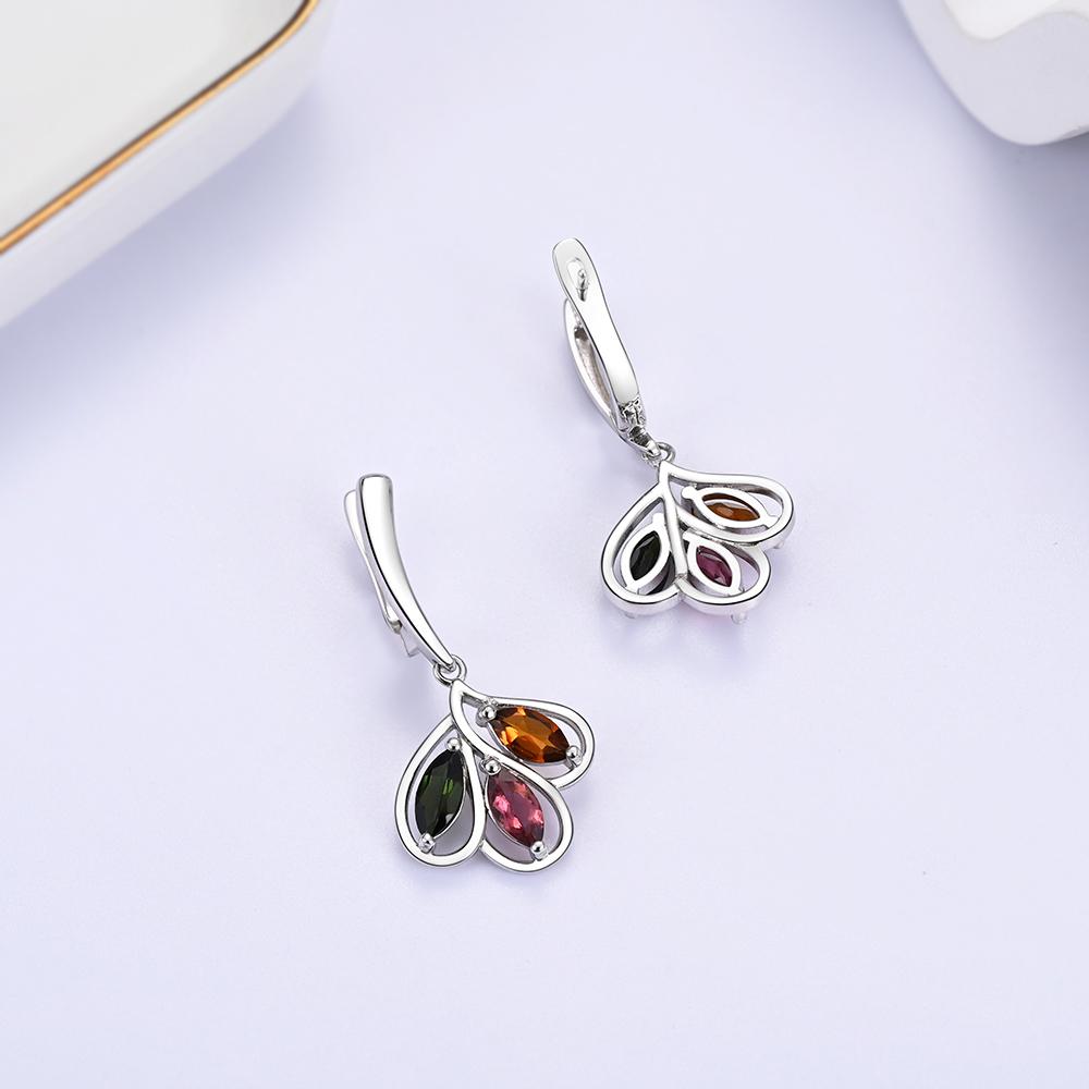 Luxury Precious Natural tourmaline Ring Earrings Jewelry Set 925 Silver Rare Gems fine jewelry Ladies Anniversary & Banquet Gift