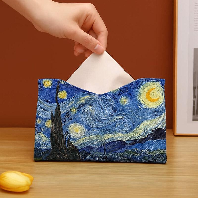 LIEI Oil Painting Rose Leather Tissue Box