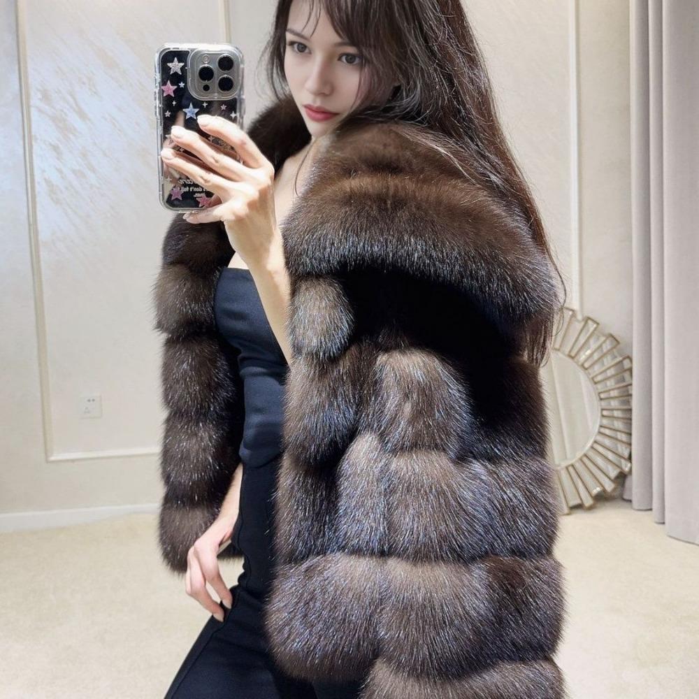 Big Lapel Purple Mink Coat Winter Thickened Young Short Environmentally Friendly Fur Coat Women's New