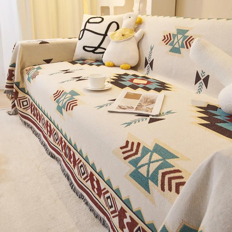 Bohemian Style Full Cover Sofa Cover For Rental Properties Four Seasons Sofa Cushion Wave Pattern Fabric