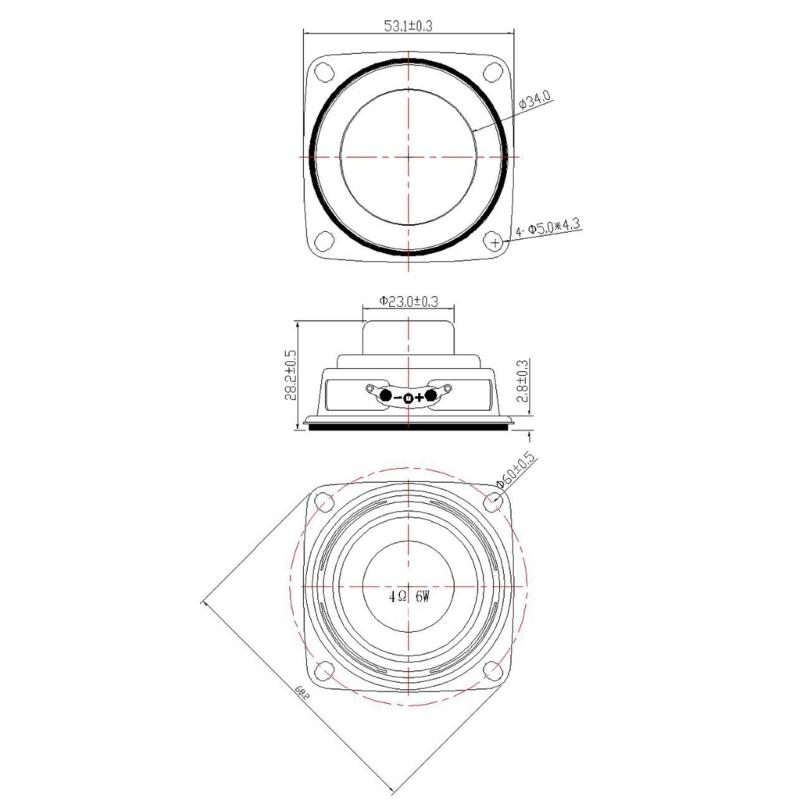 4ohm 6W 53mm Speaker Metal Construction 2 Inch Speaker Waterproof Speaker with Clear & Crisp Sound for All Music Lovers
