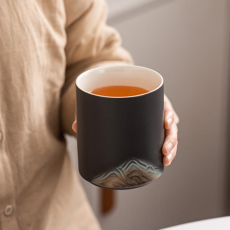 Yuanshan čajová miska Guochao keramická retro mistrovská miska lehký luxus ručně malovaný šálek na čaj čajová souprava jeden šálek high-end držák na pera