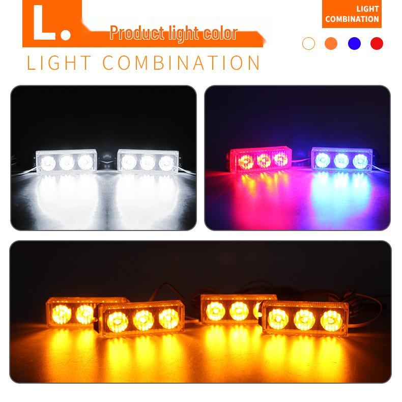 Car Grille LED Warning & Atmosphere Light - Motorcycle-Compatible, One-to-Four Flashing Net Light