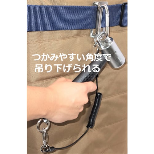 KAKUI Scaffolding Hammer Short with Safety Ring (Carabiner Tool Holder, One-Touch Detachable), Hammer Head 40mm, S-40, Silver/Black