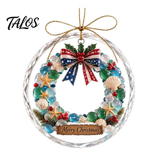 Handcrafted Style Ornament Christmas Acrylic Hanging Pendant for Holiday Tree Decoration, 2D Flat Ocean Theme Decorative Accessory Home Party
