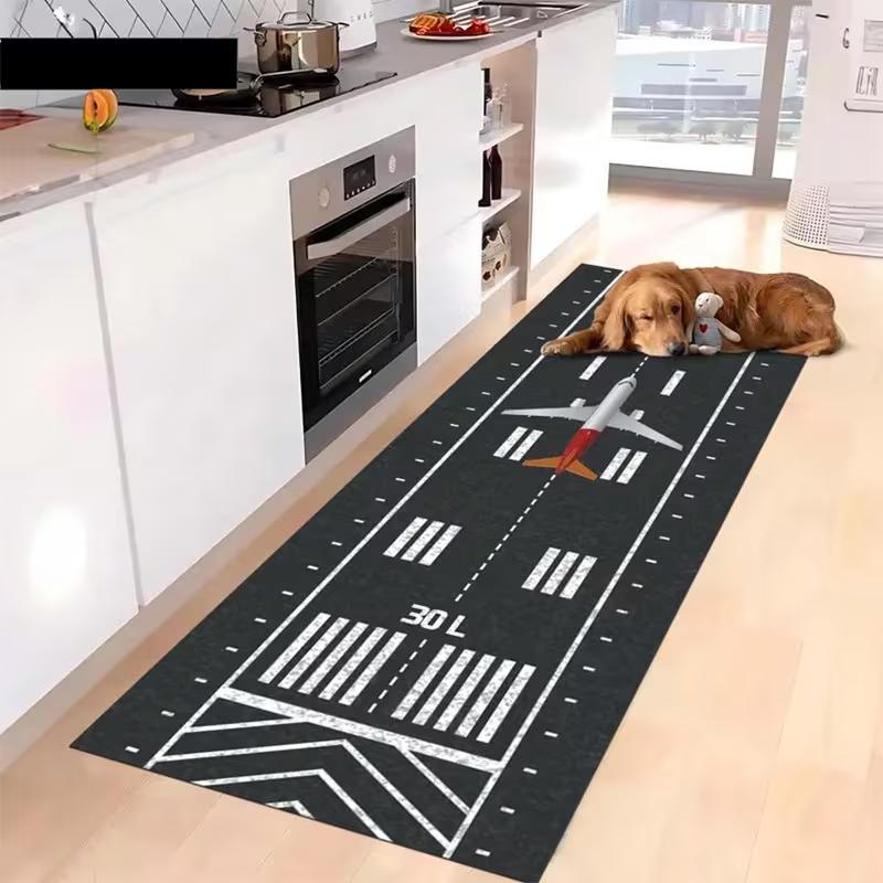 

Aviation Runway Long Runner Rug Non Slip Hallway Entryway Carpet Soft Wear Resistant Kids Playroom Decor Mat 40X120CM