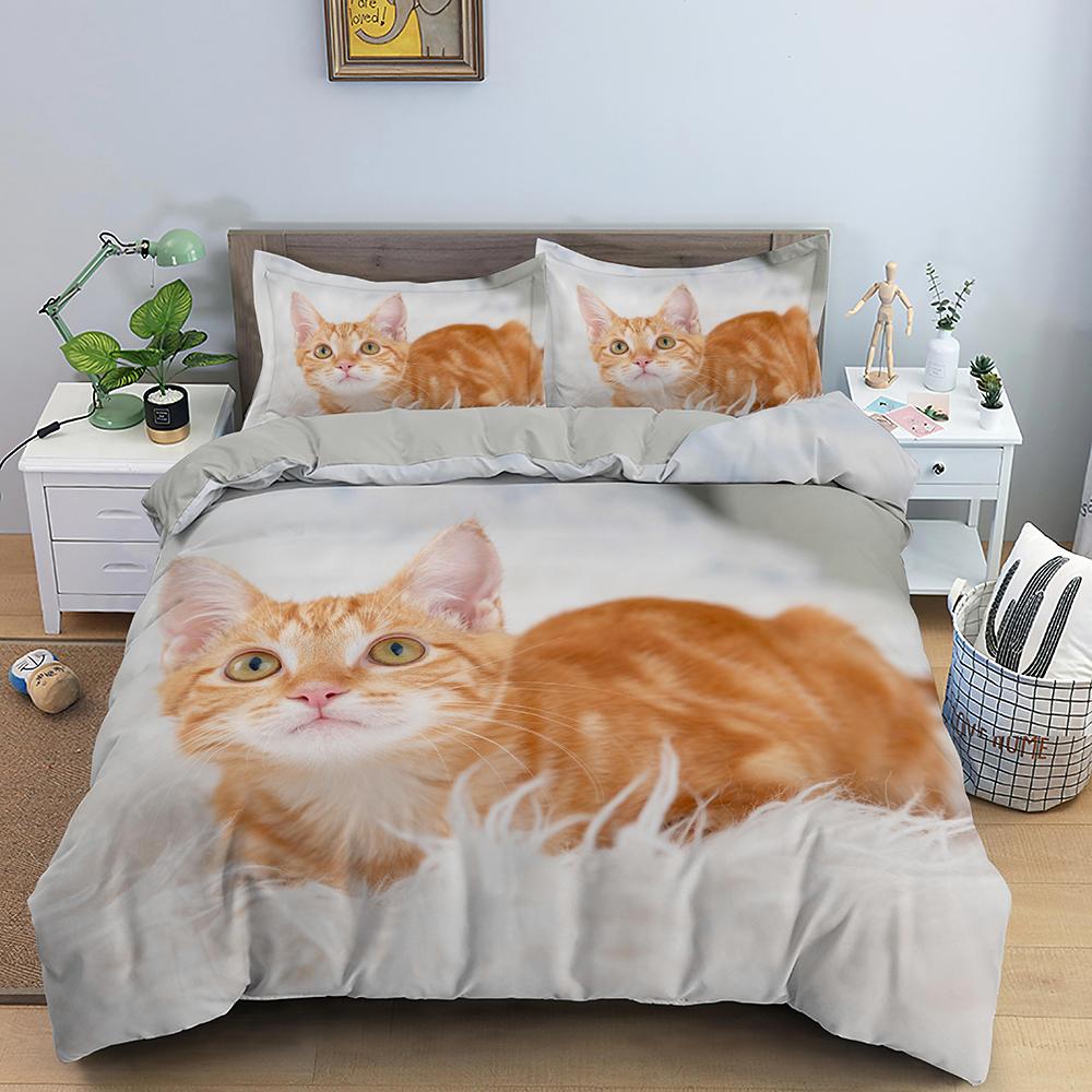 Astronaut In Space Cat for Girls Boy Teen Cute Pet Pattern Duvet Cover 3D Printed Quilt Cover for Bedroom Decoration Queen Size