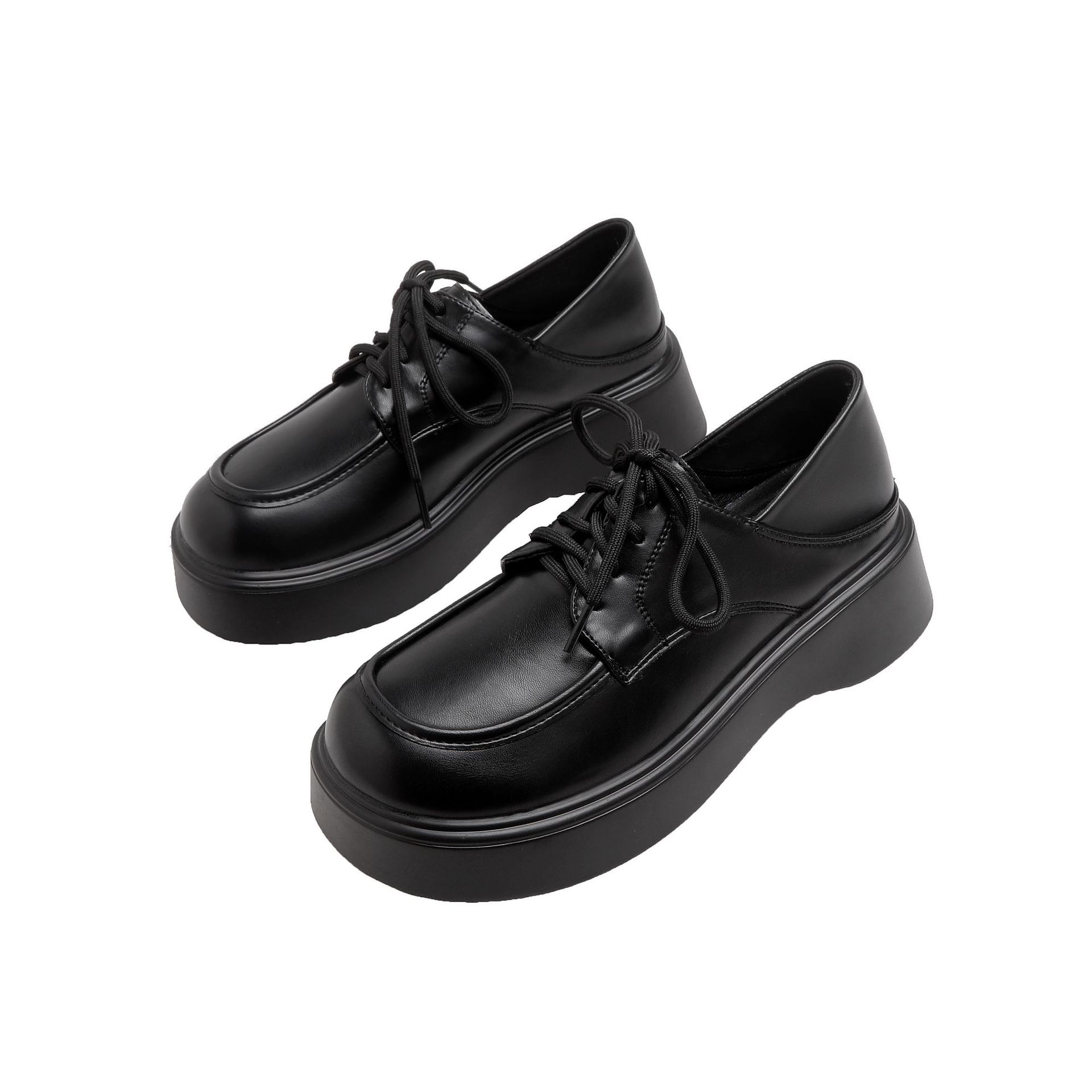 

Кожаные туфли на платформе женские 2024 года новые бархатные студенческие универсальные туфли-бублики в британском стиле из свиной почки маленькие кожаные туфли 34