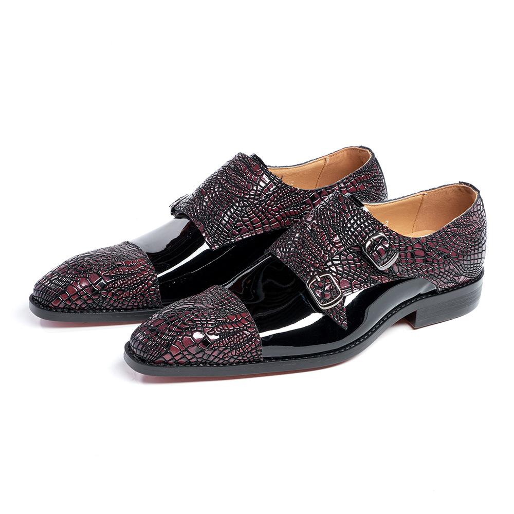 British Style Men'S Small Leather Shoes Trendy Large Size Loafers Retro Korean Version Color Matching Leather Shoes Wedding Shoes