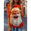 Spring and Autumn Round Neck Santa Claus Pattern 3D Printed Top Fashionable Casual Long Sleeved Women's T-shirts