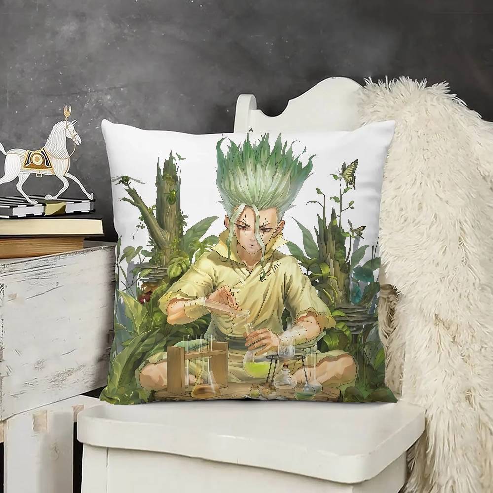 Anime D-Dr. Stone Pillow Case Cushion Cover Soft Cute Throw Pillow Case For Car Sofa Pillowcase Polyester With Zipper