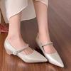 Fashion Inside Heightened Single Shoes Autumn New Pointed Toe Shallow Slip Rhinestone Strap Soft Sole Anti-slip Wear-resistant Flats